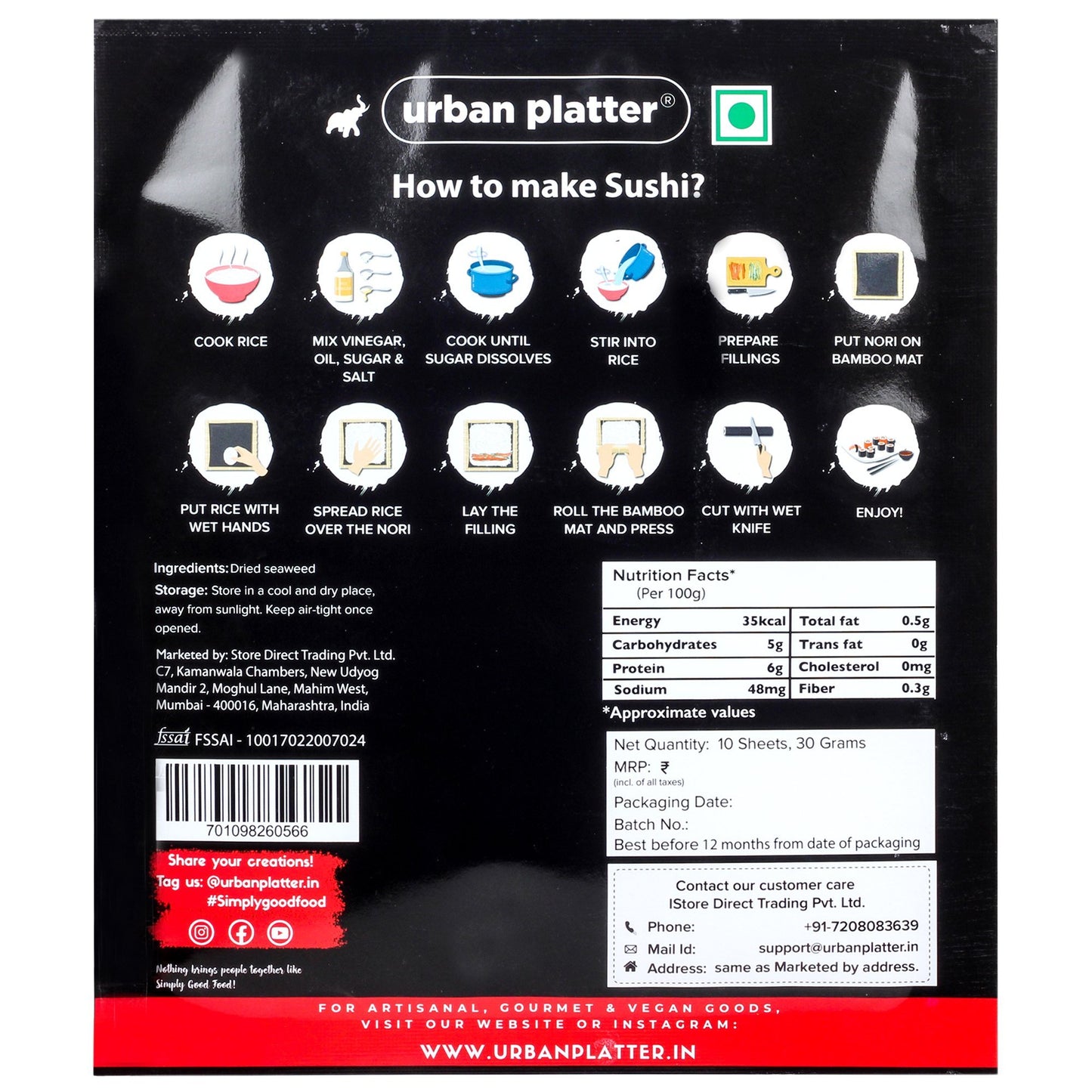 Sushi Nori Sheets (Roasted Seaweed Laver)