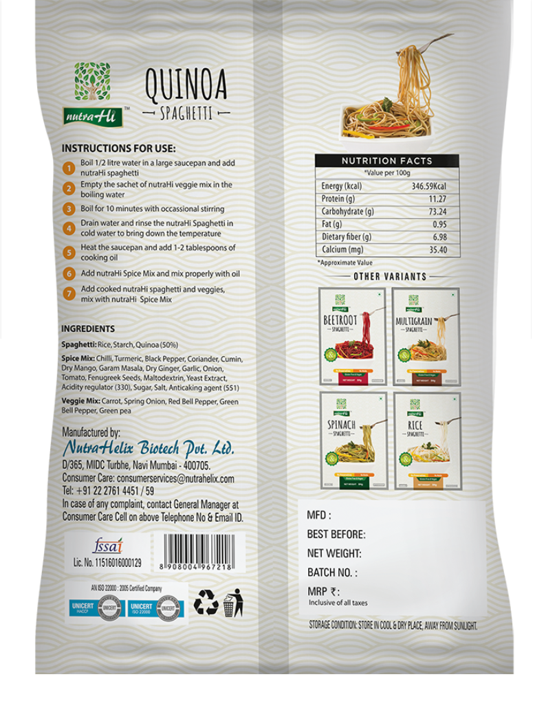 Gluten Free SPAGHETTI QUINOA - 114g