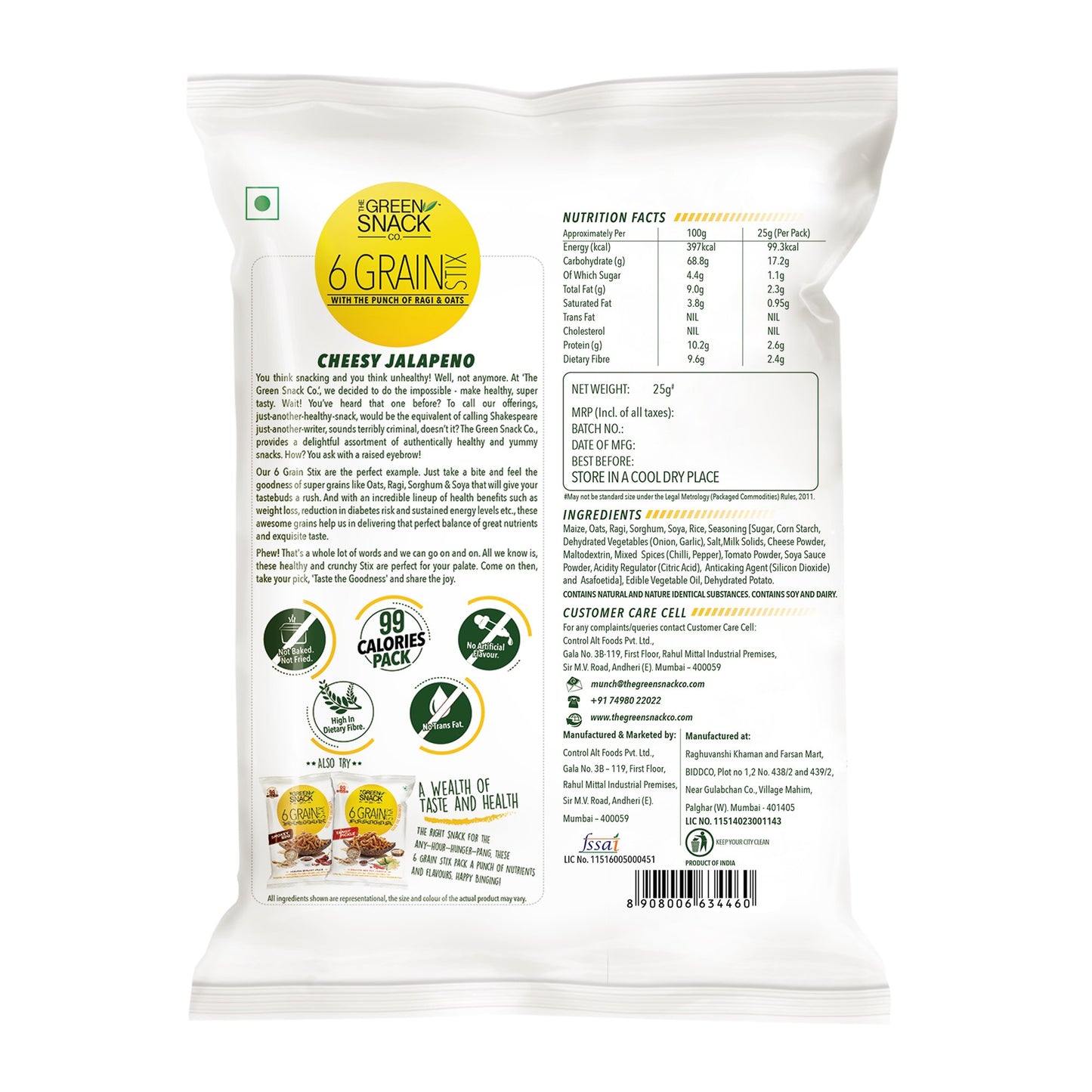 6 Grain Stix Cheesy Jalapeno 25g