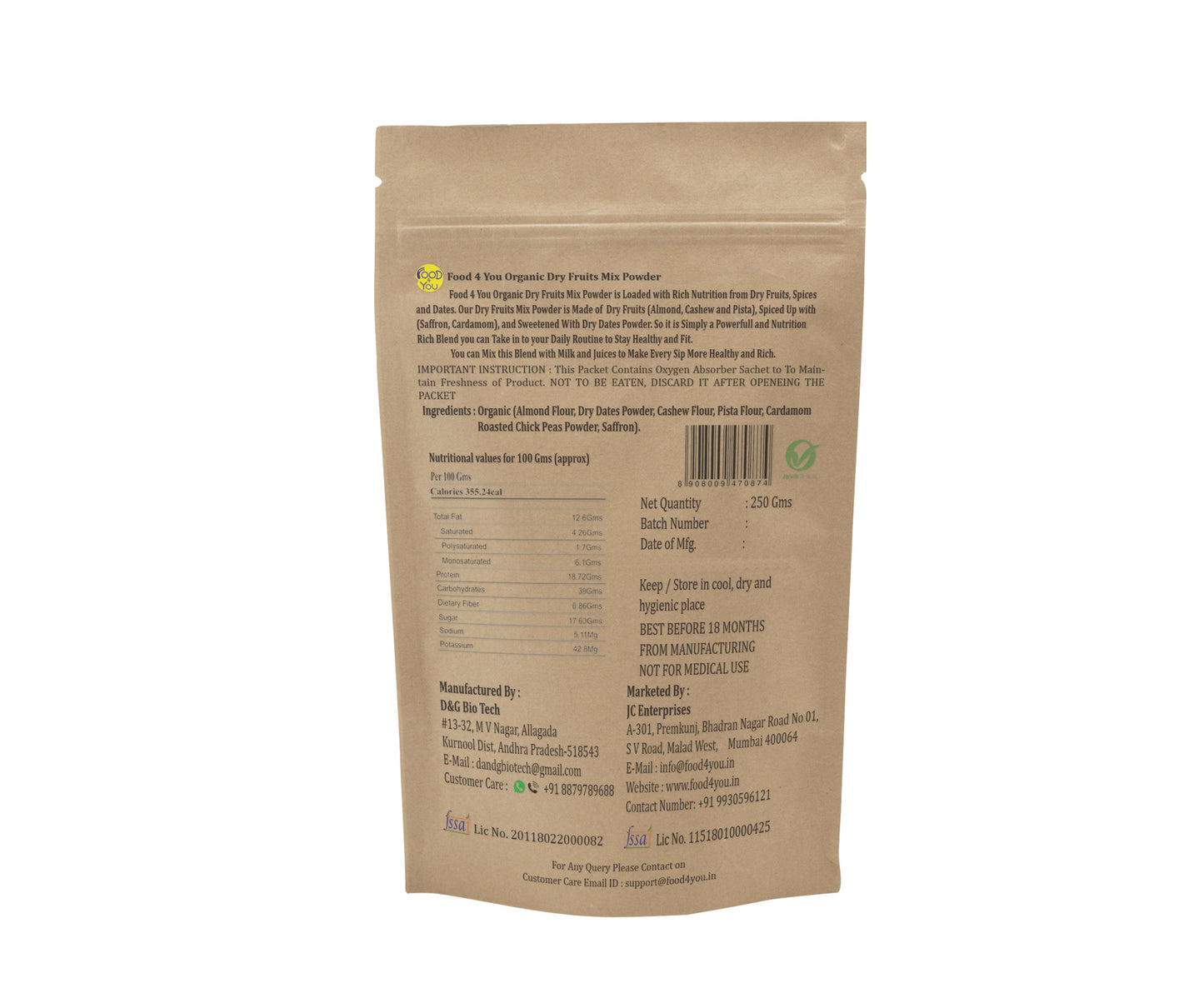Organic Dry Fruits Mix Powder with Saffron