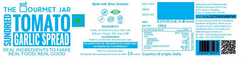 Sundried Tomato Garlic Spread (with Naga Chilli) 190g