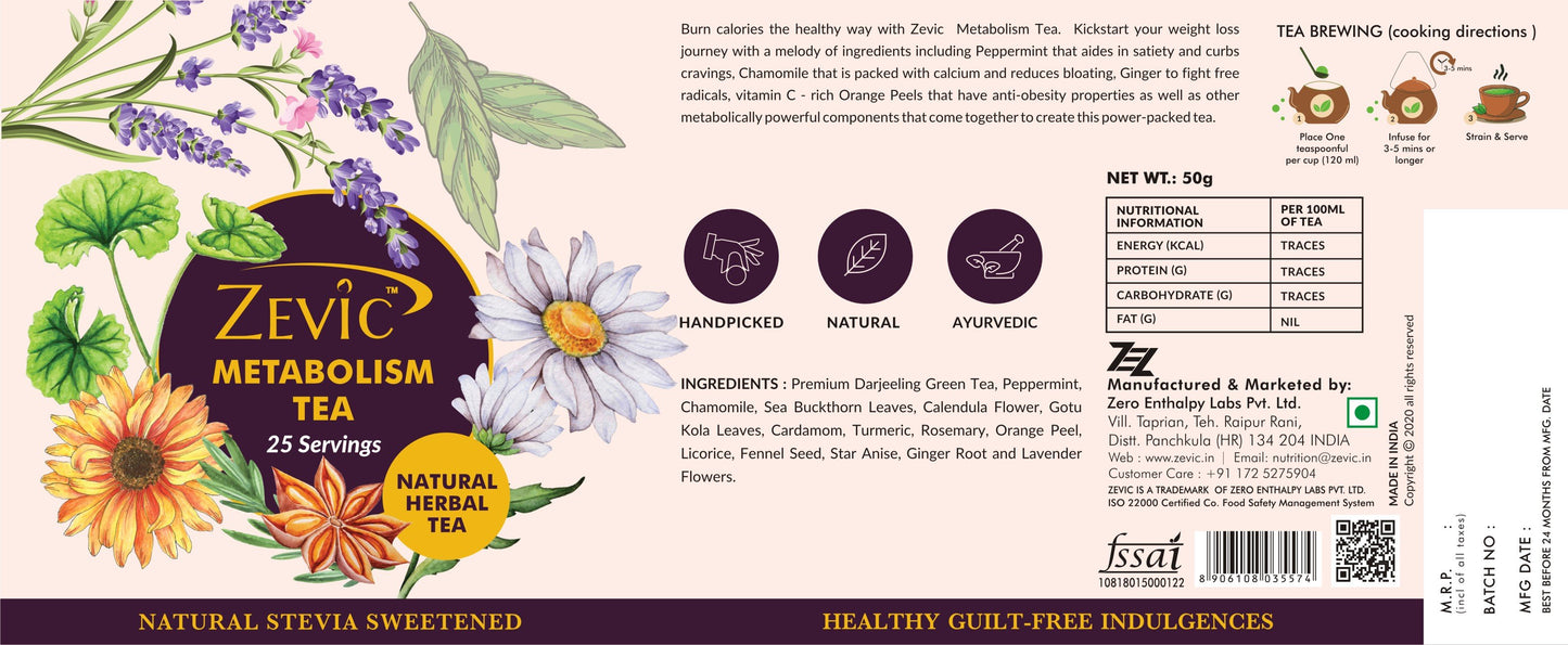 Zevic Metabolism Tea 50gm - 25 Servings