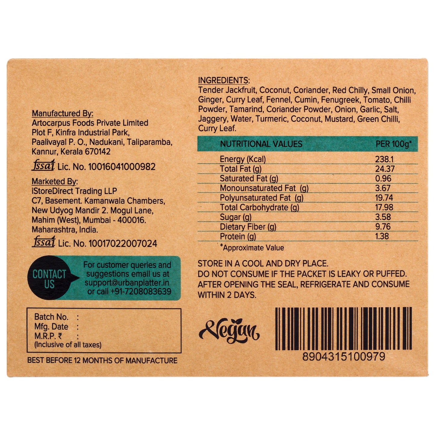 Jackfruit Meat, Malabar Curry