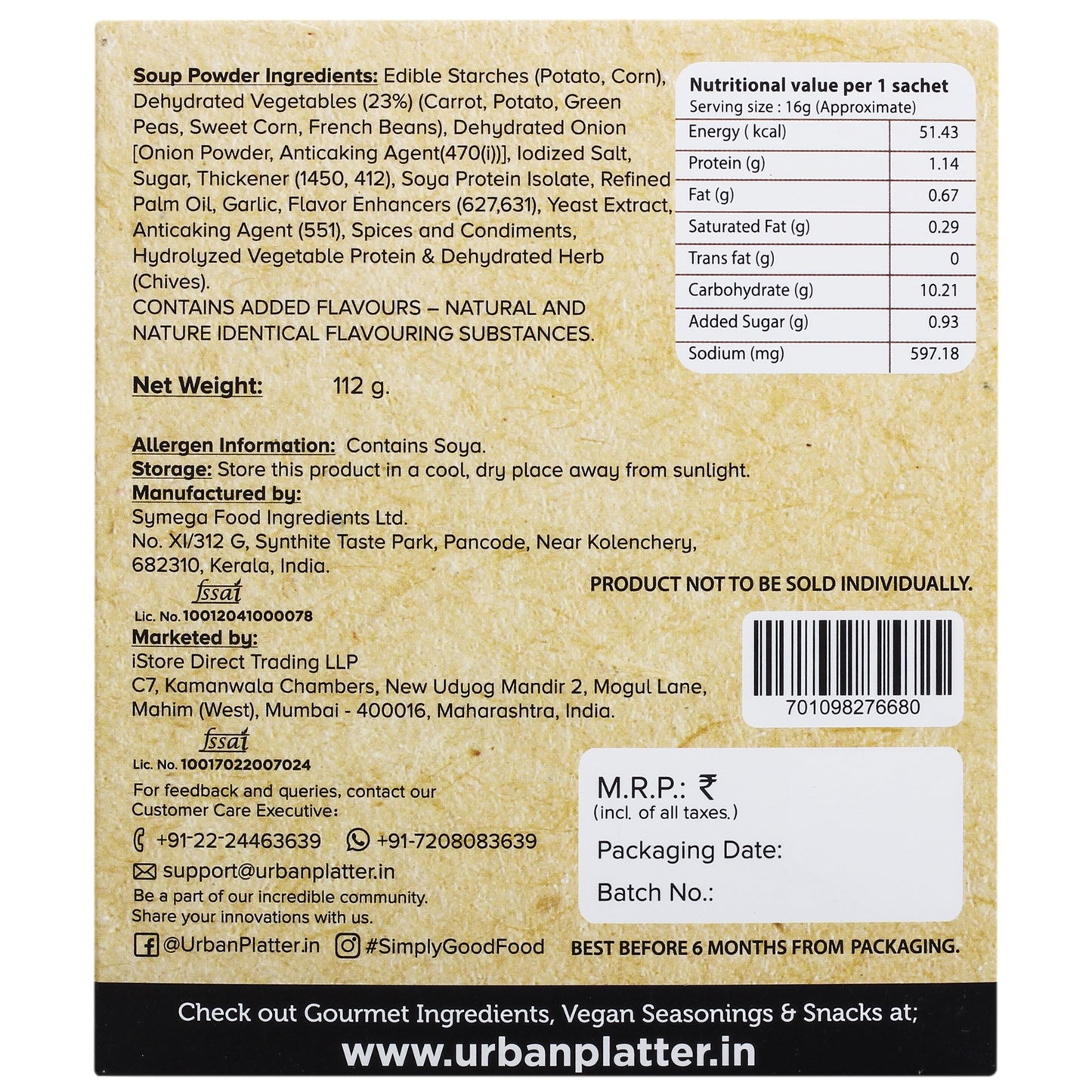 Instant Golden Vegetable Cup Soup