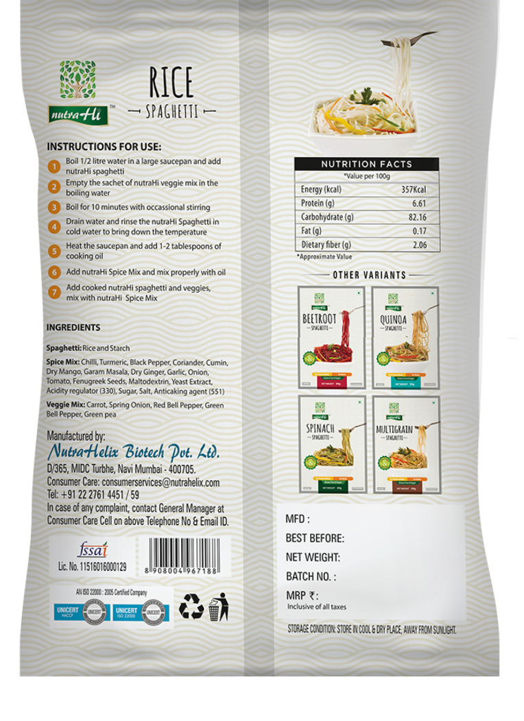 Gluten Free Pasta RICE - 250g