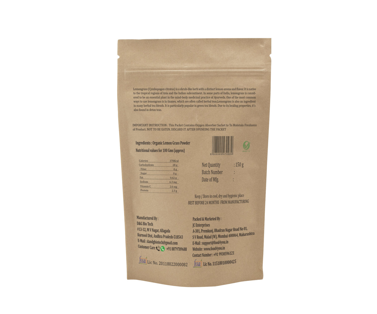 Organic Lemongrass Powder