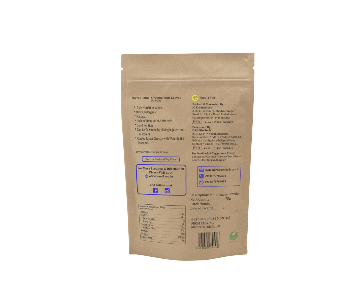 Organic Mint Leaves Powder