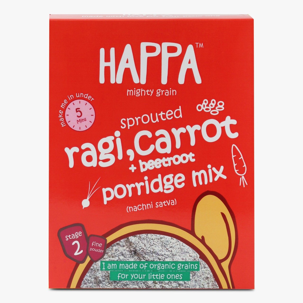 Organic Sprouted Ragi, Carrot and Beetroot Porridge Mix, 200g