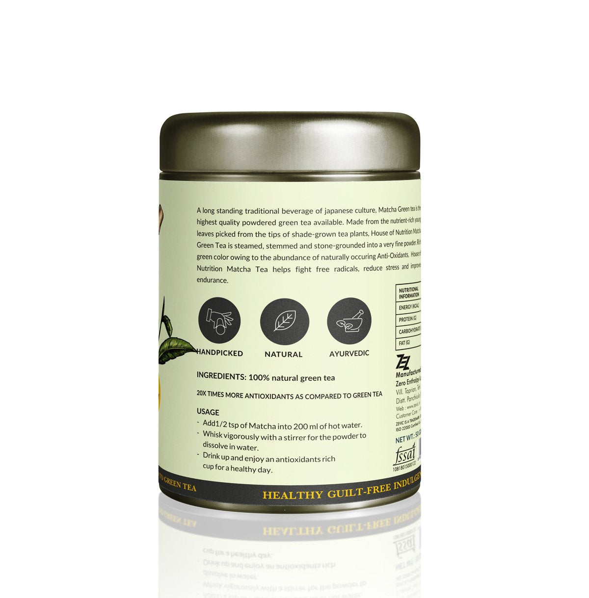 Zevic 100% Natural Matcha Green Tea, 50 gm