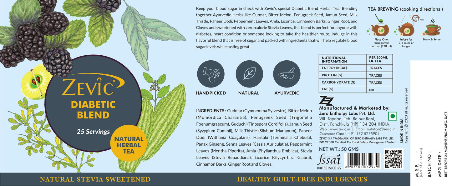 Zevic Diabetic Blend Tea 50gm - 25 servings