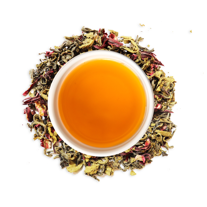 Zevic Hibiscus Herbal Green Tea with Peppermint 50 gm - 25 Servings