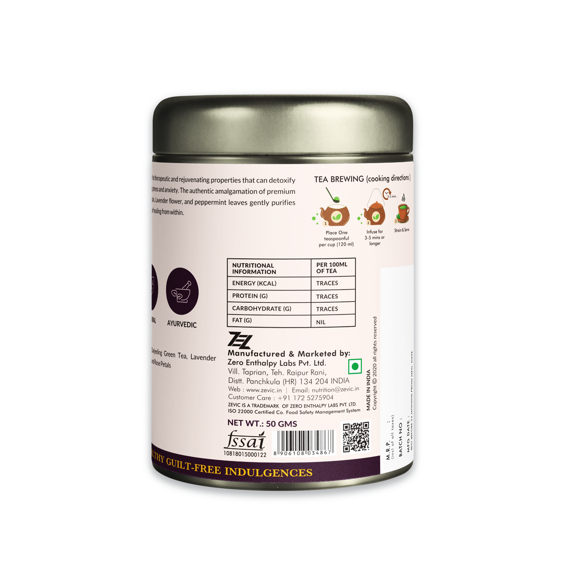Zevic Lavender Rose Herbal Tea 50 gm - 25 Servings