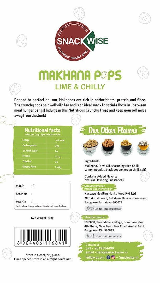 Makhana- Lime & Chilly, 40g